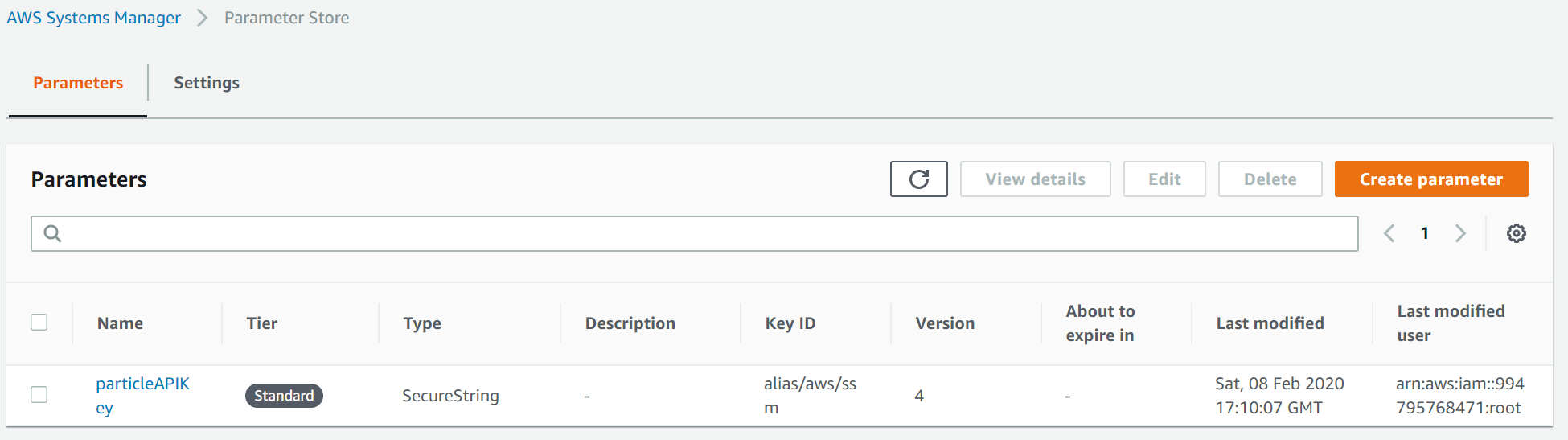 My lone parameter in SSM